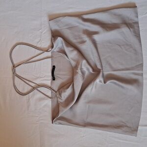 Abercrombie and Fitch Taupe Satin Camisole with Crisscross Straps